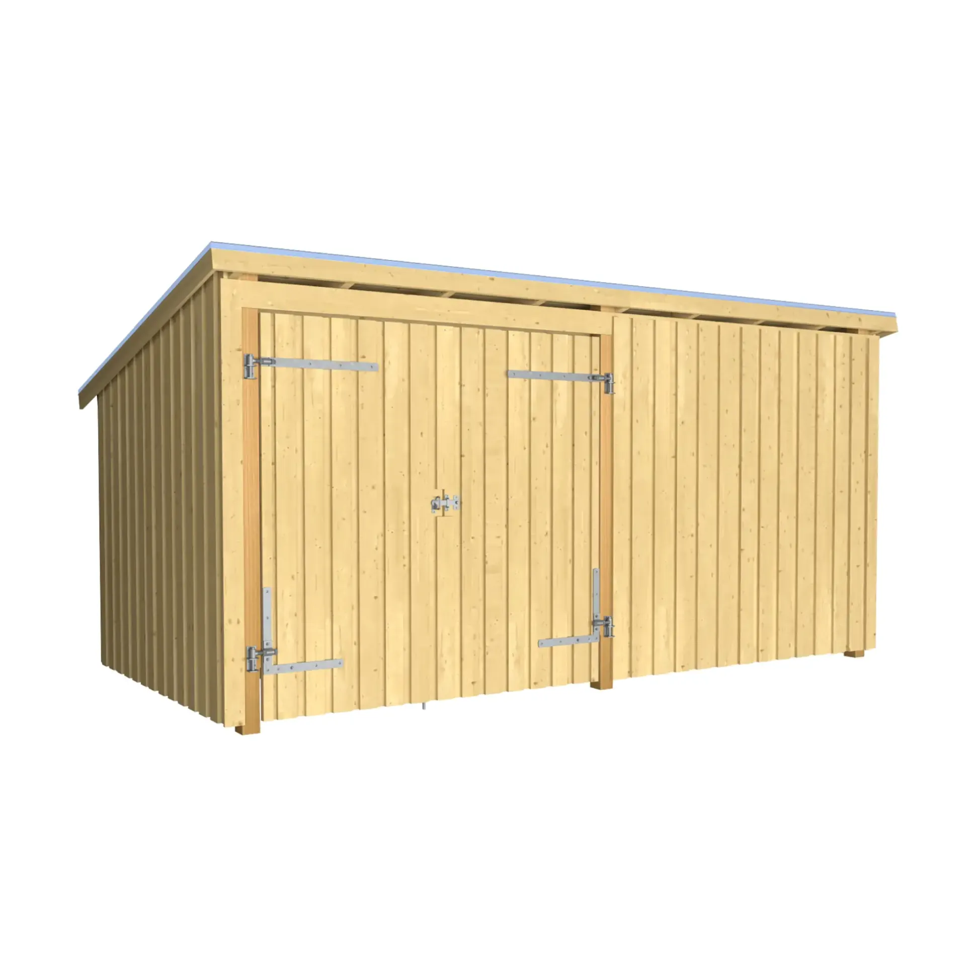Plus Gartenhaus Nordic Multi 416 x 208 cm natur mit Doppeltür, Dachpappe