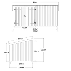 Plus Gartenhaus Nordic Multi 416 x 208 cm natur mit Doppeltür, Dachpappe