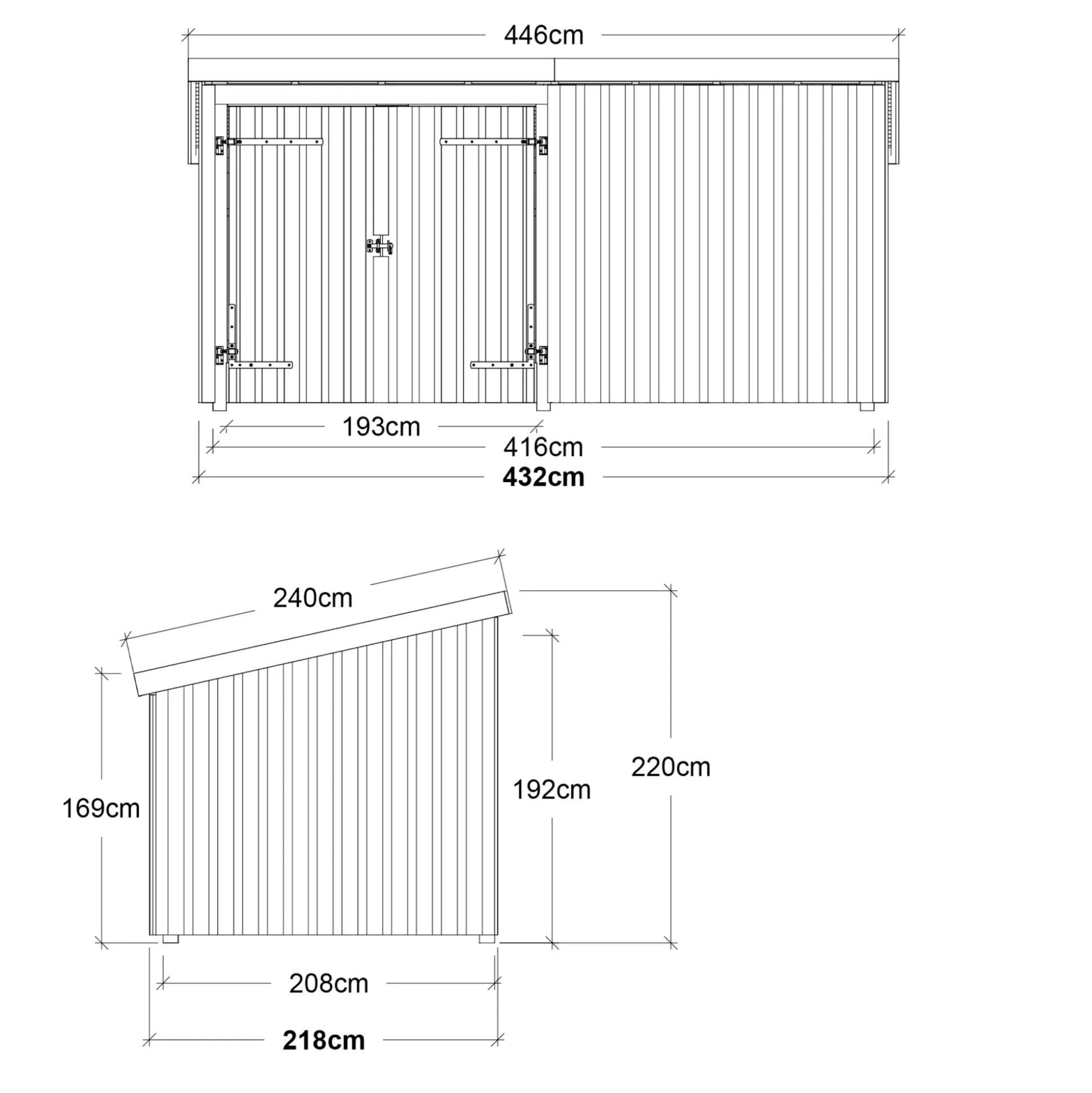 Plus Gartenhaus Nordic Multi 416 x 208 cm natur mit Doppeltür, Dachpappe