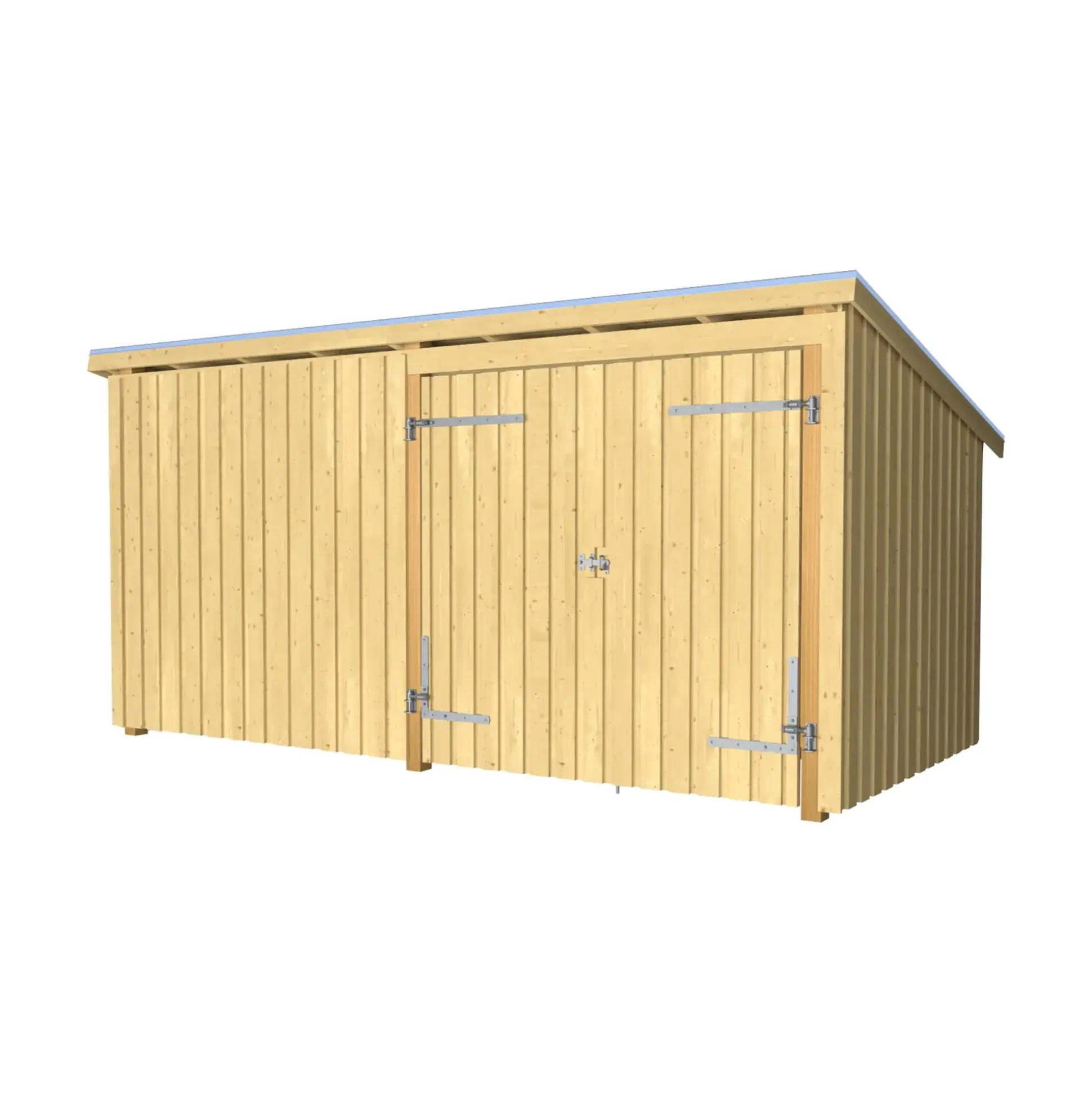 Plus Gartenhaus Nordic Multi 416 x 208 cm natur mit Doppeltür, Dachpappe