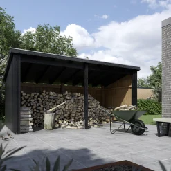 Plus Gartenhaus Nordic Multi 416 x 208 cm natur offen mit Dachpappe, H-Anker