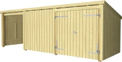 Plus Gartenhaus Nordic Multi 619 x 208 cm natur mit Doppeltür, Wand, offen