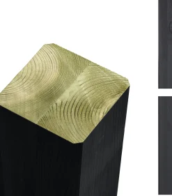 Plus Leimholzpfosten 297 cm, 90 x 90 mm, schwarz, Kopf gerundet