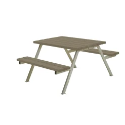 Plus Picknicktisch Alpha Stahl-Holz 118 x 161 x 73 cm graubraun