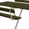 Plus Picknicktisch Alpha Stahl-Holz 177 x 185 x 76 cm schwarz mit 2 Rückenlehnen