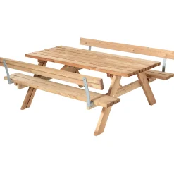 Plus Picknicktisch ThermoWood 179 x 177 x 71 cm goldbraun mit 2 Rückenlehnen