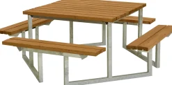 Plus Picknicktisch Twist Stahl-Holz 204 x 204 x 73 cm teak