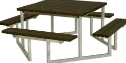 Plus Picknicktisch Twist Stahl-Holz 204 x 204 x 73 cm schwarz