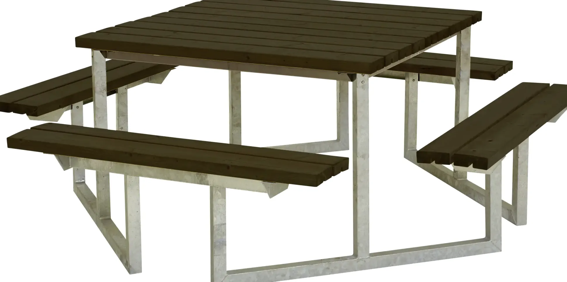 Plus Picknicktisch Twist Stahl-Holz 204 x 204 x 73 cm schwarz