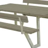 Plus Picknicktisch Wega Stahl-Holz 177 x 185 x 76 cm graubraun mit 2 Rückenlehnen
