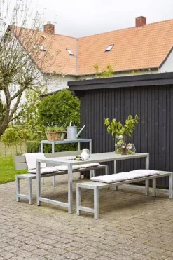 Plus Planken-Garnitur 3-teilig mit 1 Rückenlehne, graubraun