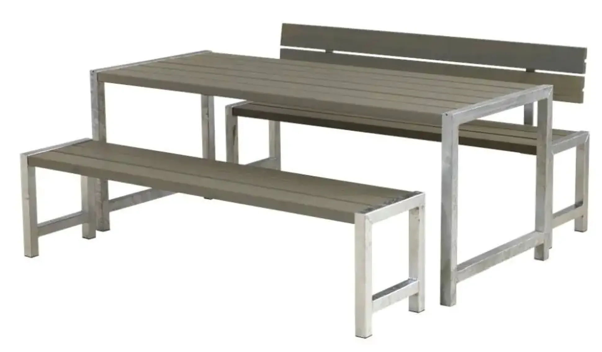 Plus Planken-Garnitur 3-teilig mit 1 Rückenlehne, graubraun