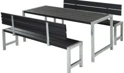Plus Planken-Garnitur 3-teilig mit 2 Rückenlehnen, schwarz