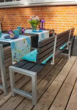 Plus Planken-Garnitur 3-teilig mit 1 Rückenlehne, schwarz