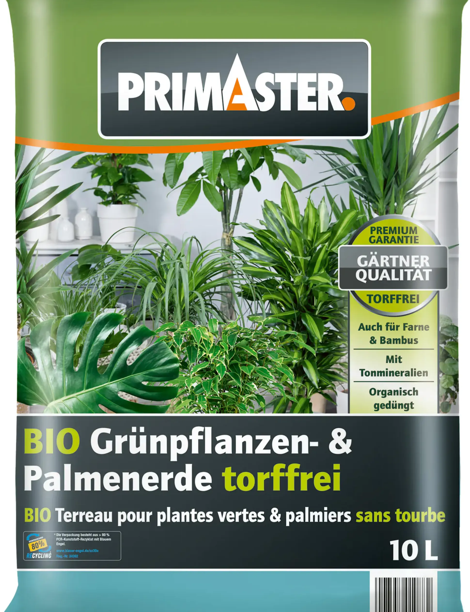 Primaster Bio Grünpflanzen- & Palmenerde torffrei 10 L