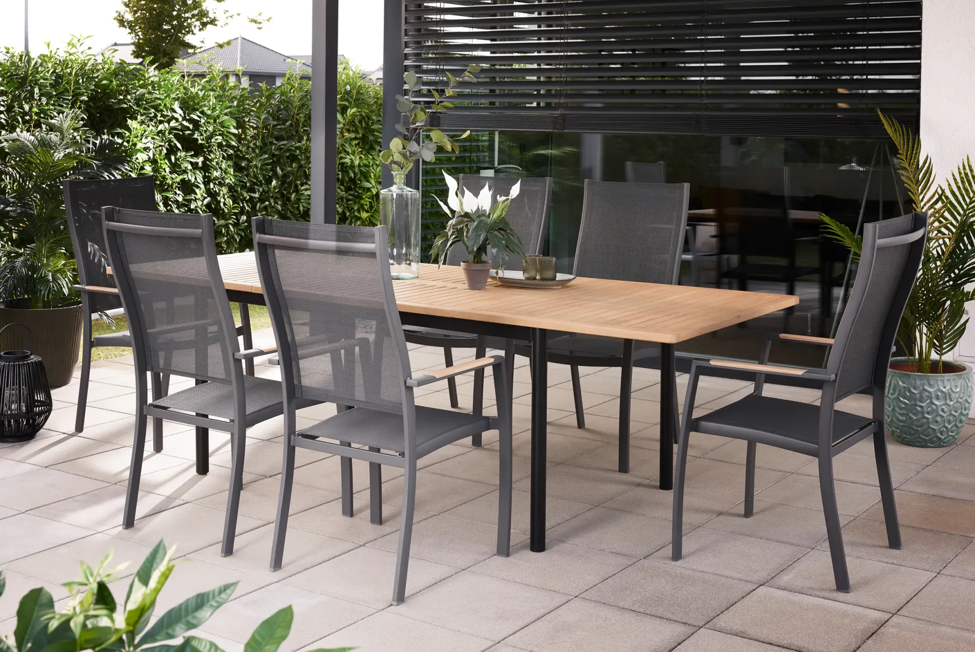 Primaster Garten-Essgruppe Vasto + Rimini 6 Personen mit ausziehbarem Tisch