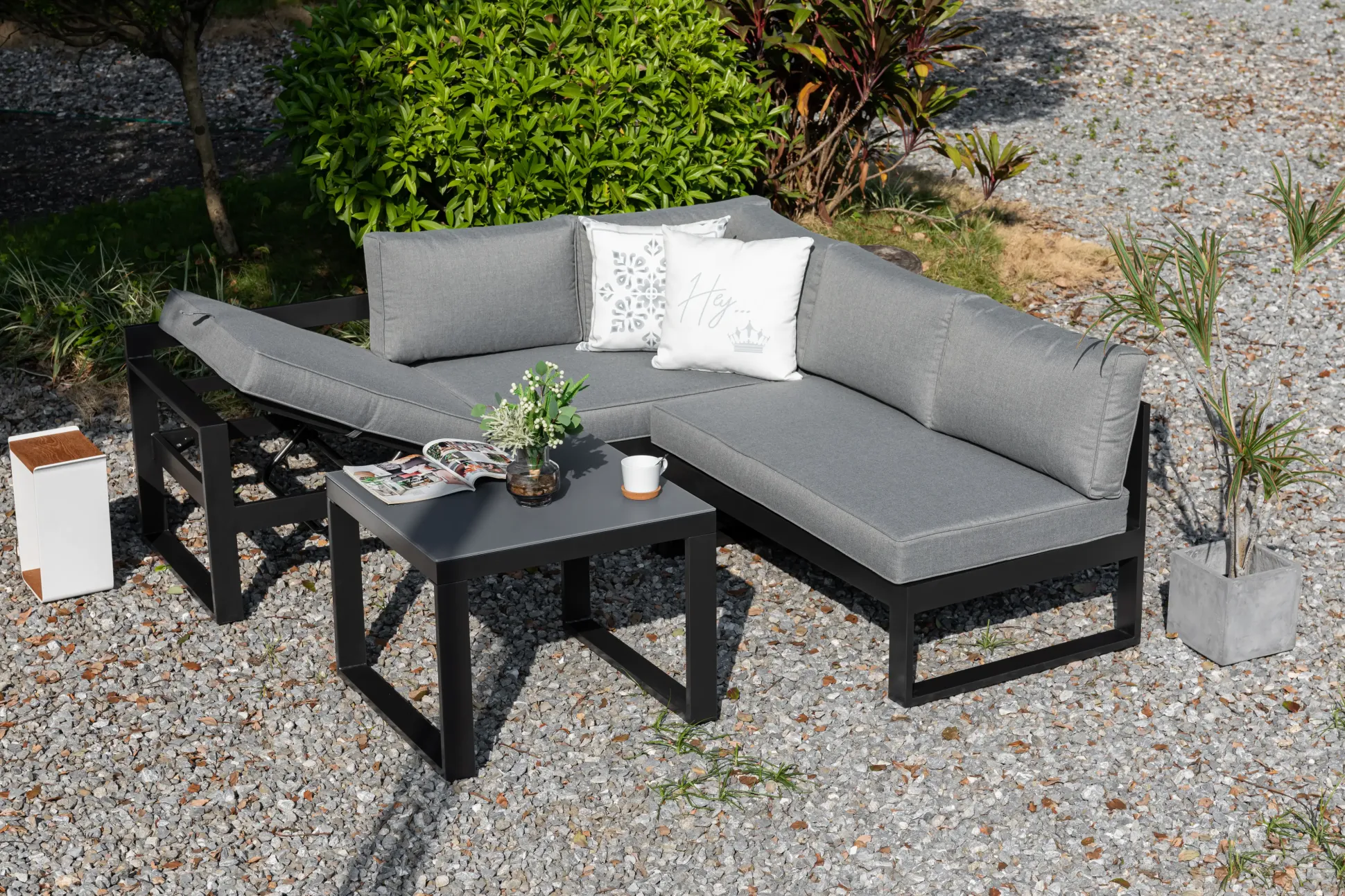 Primaster Gartenmöbel-Set Limoncello Aluminium mit verstellbarem Kopfteil