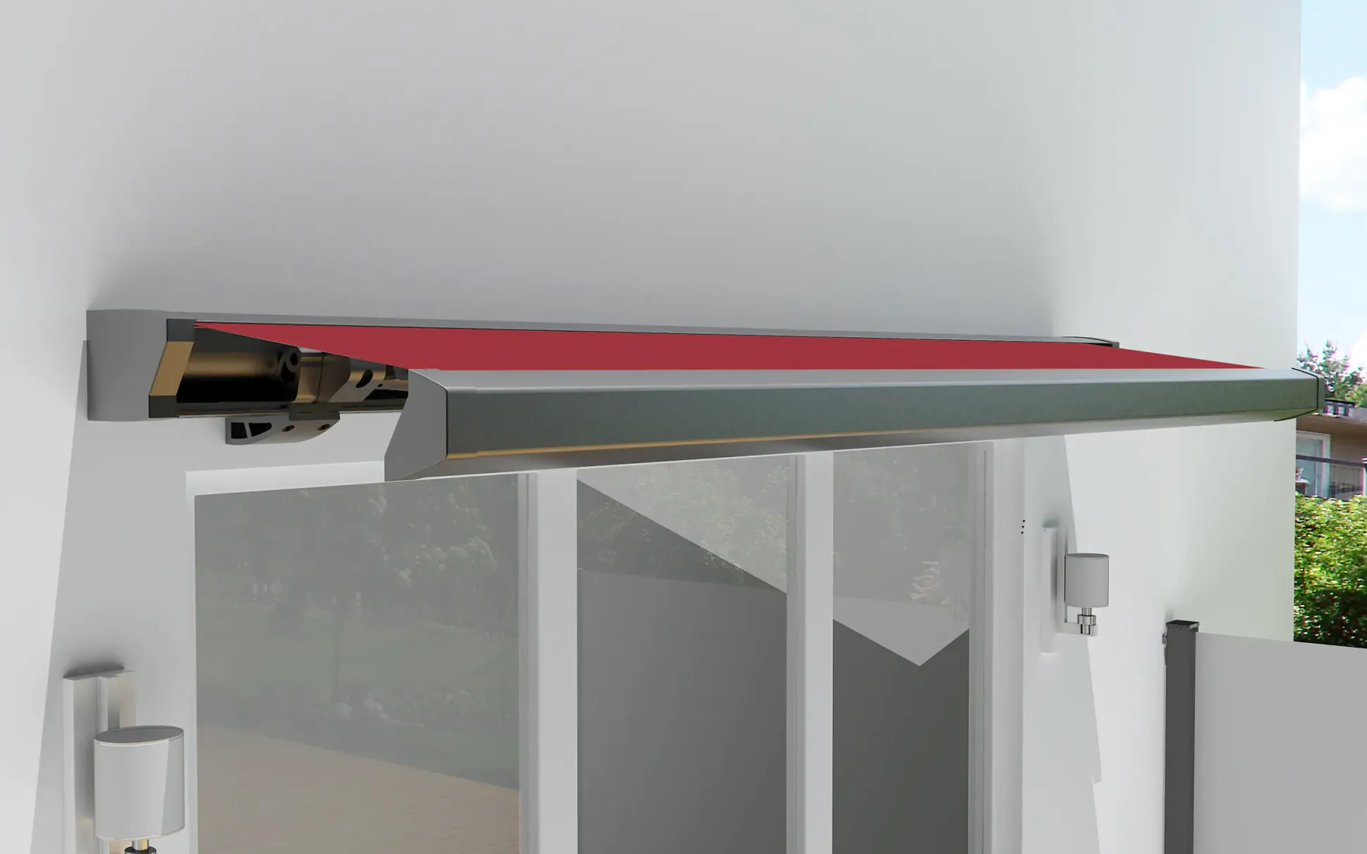 Primaster Kassetten-Markise 3,5 x 3 m elektrisch rot