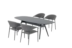 Primaster Lounge Möbelset Calvo 5-teilig grau mit wetterfestem Bezug