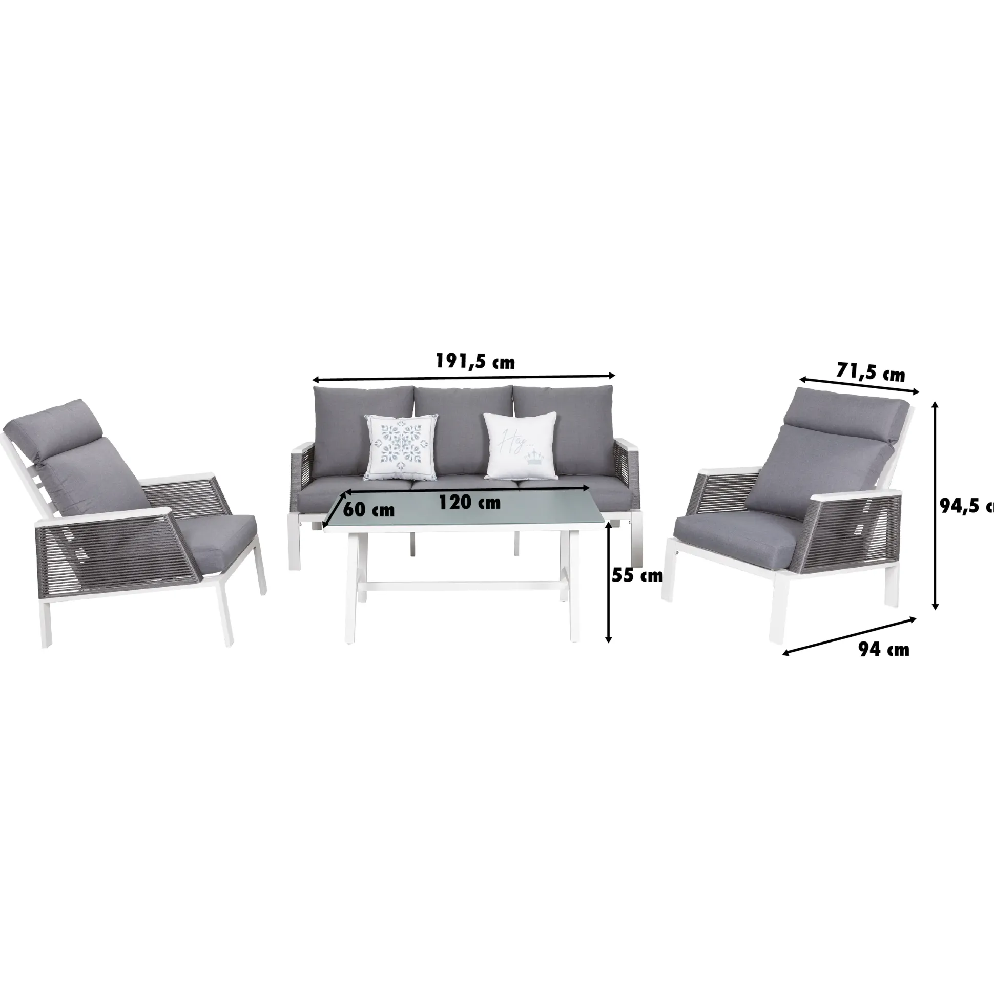 Primaster Lounge Set Cervia Inkl. Sitz-, Rücken- und Zierkissen