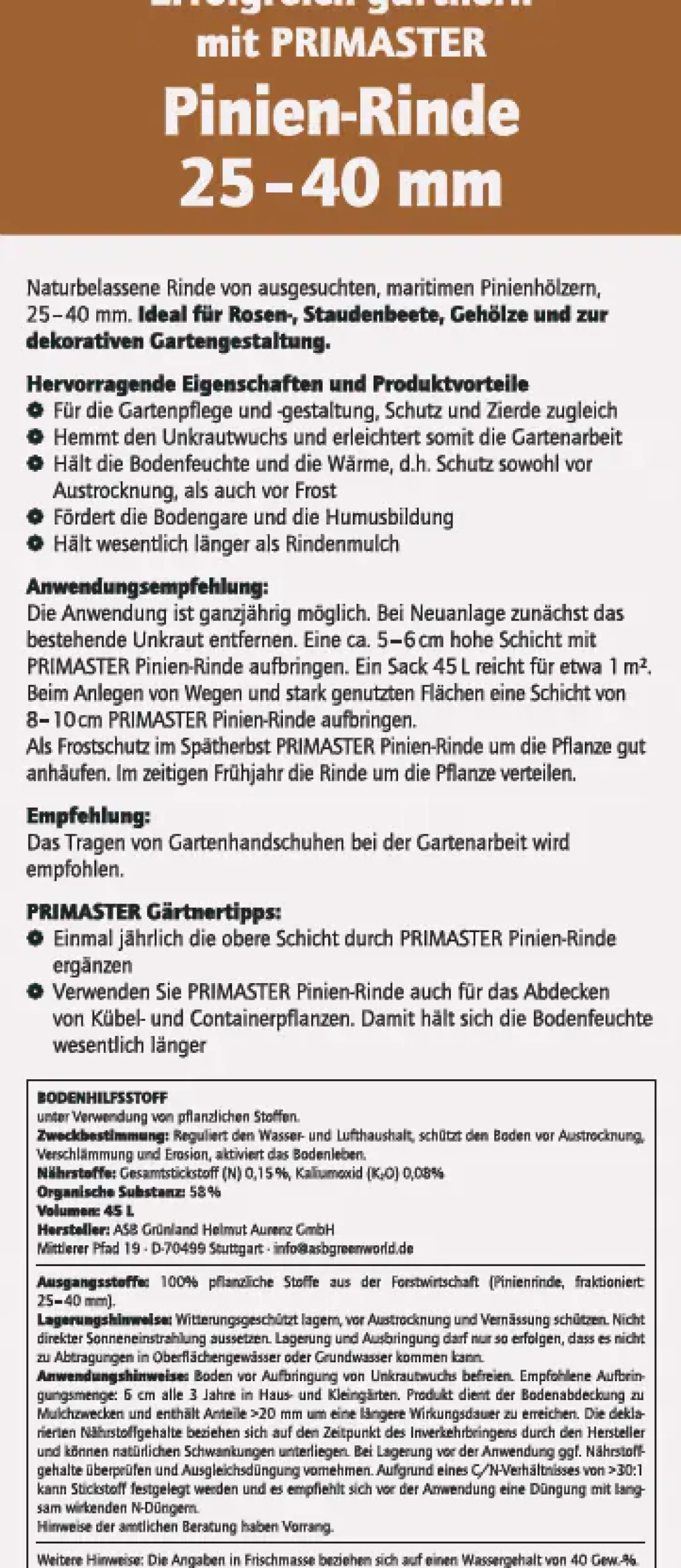 Primaster Pinienrinde 25-40 mm 45 L