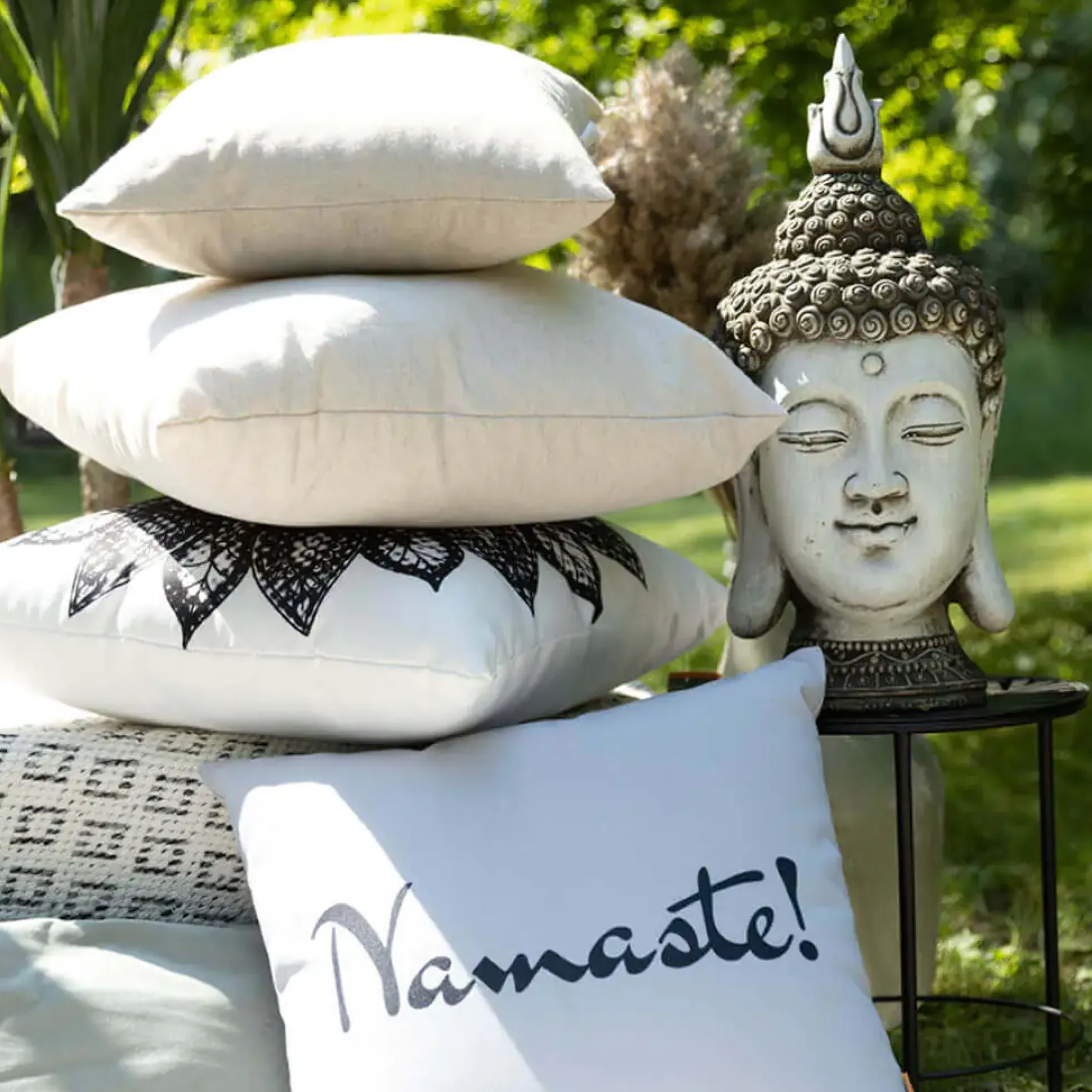 Primaster Wendekissen Namaste 45 x 45 cm, grau