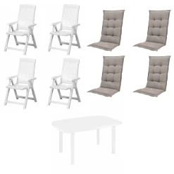 Progarden Garten-Essgruppe Tampa + Faro 4 Personen Kunststoff weiß/taupe