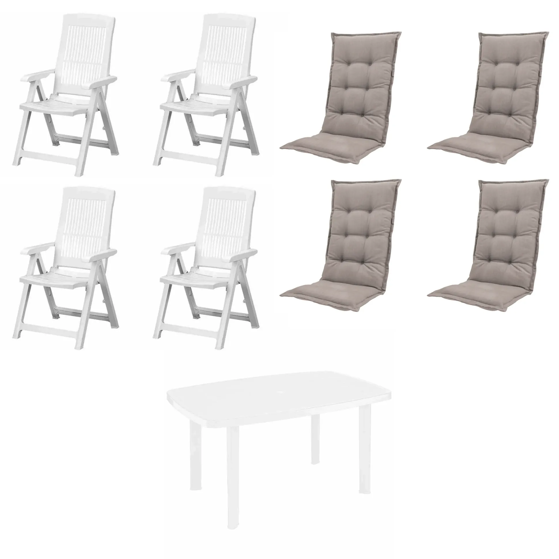 Progarden Garten-Essgruppe Tampa + Faro 4 Personen Kunststoff weiß/taupe