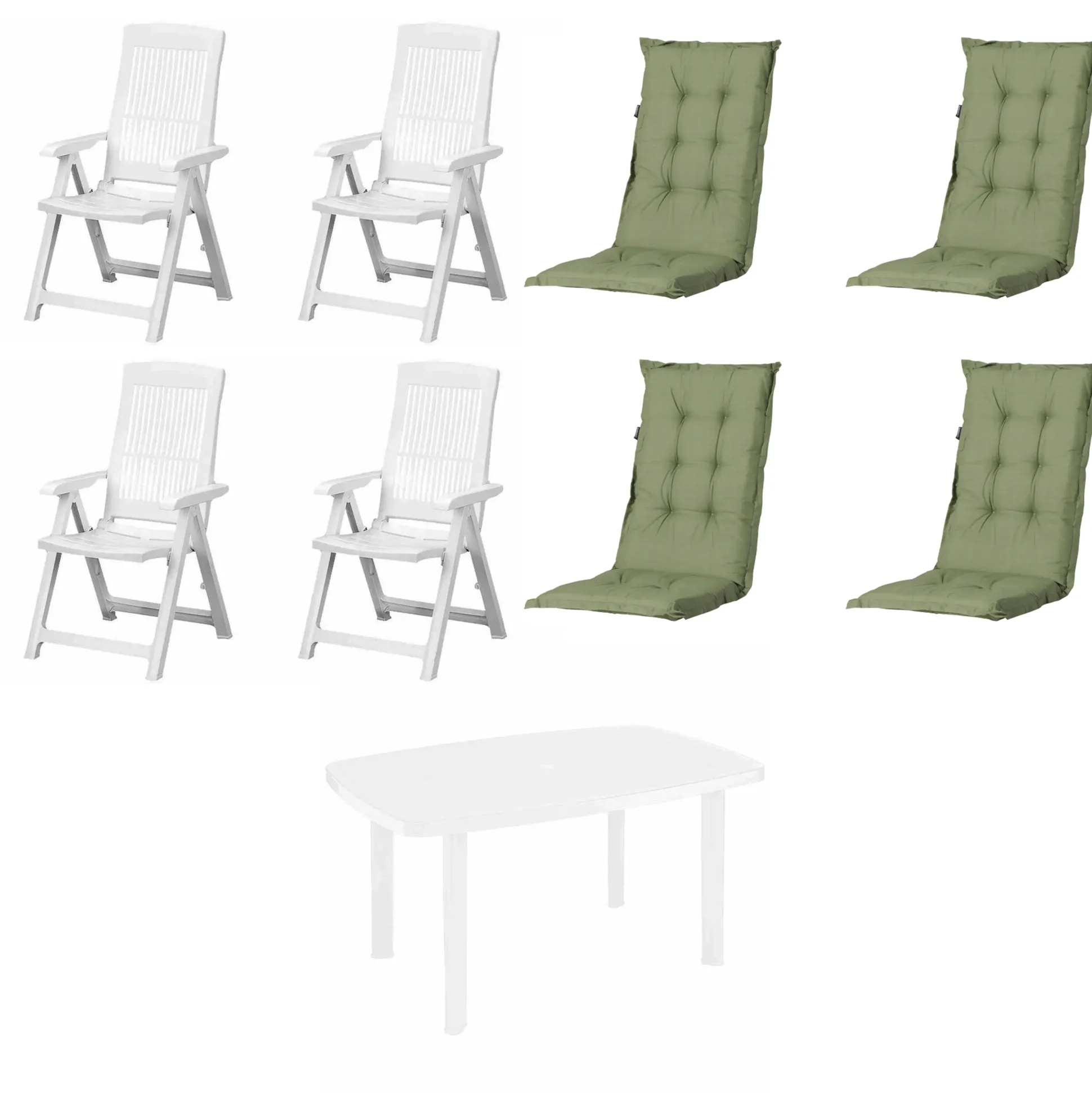 Progarden Garten-Essgruppe Tampa + Faro 4 Personen Kunststoff weiß/grün
