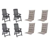 Progarden Gartenstuhl-Set Tampa mit Auflagen anthrazit/taupe 8-tlg.