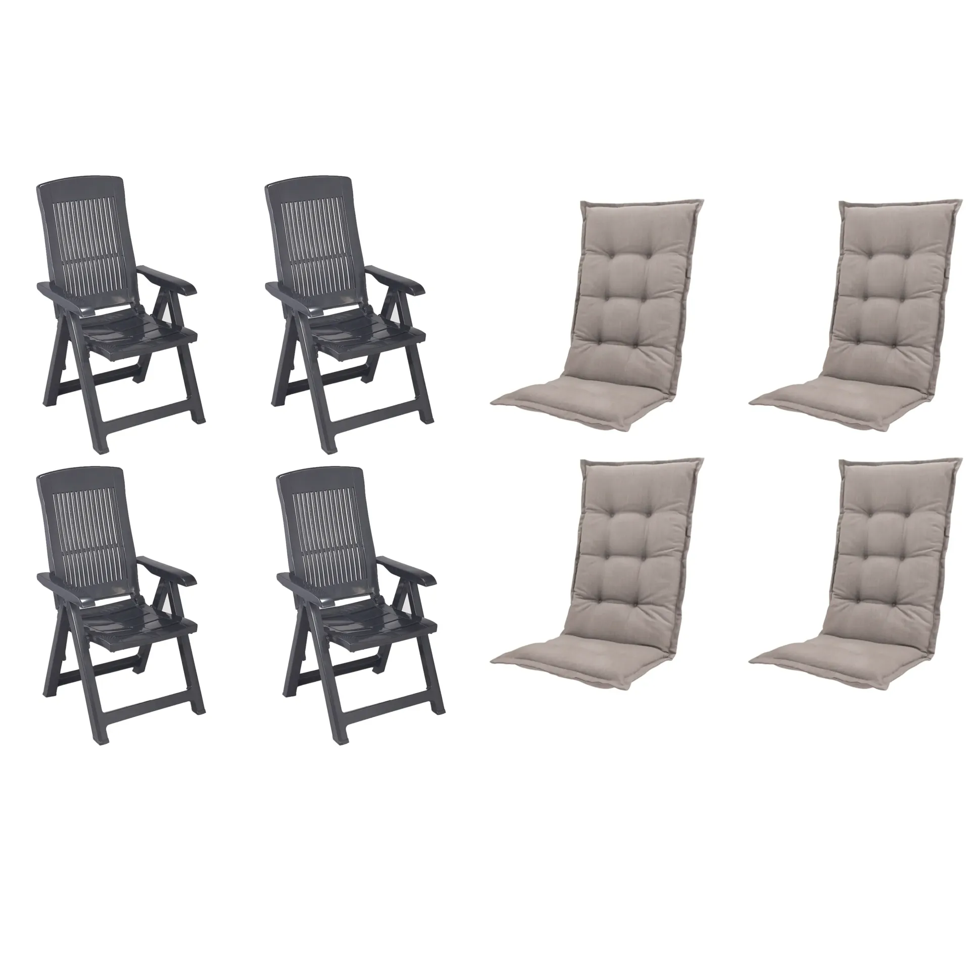 Progarden Gartenstuhl-Set Tampa mit Auflagen anthrazit/taupe 8-tlg.