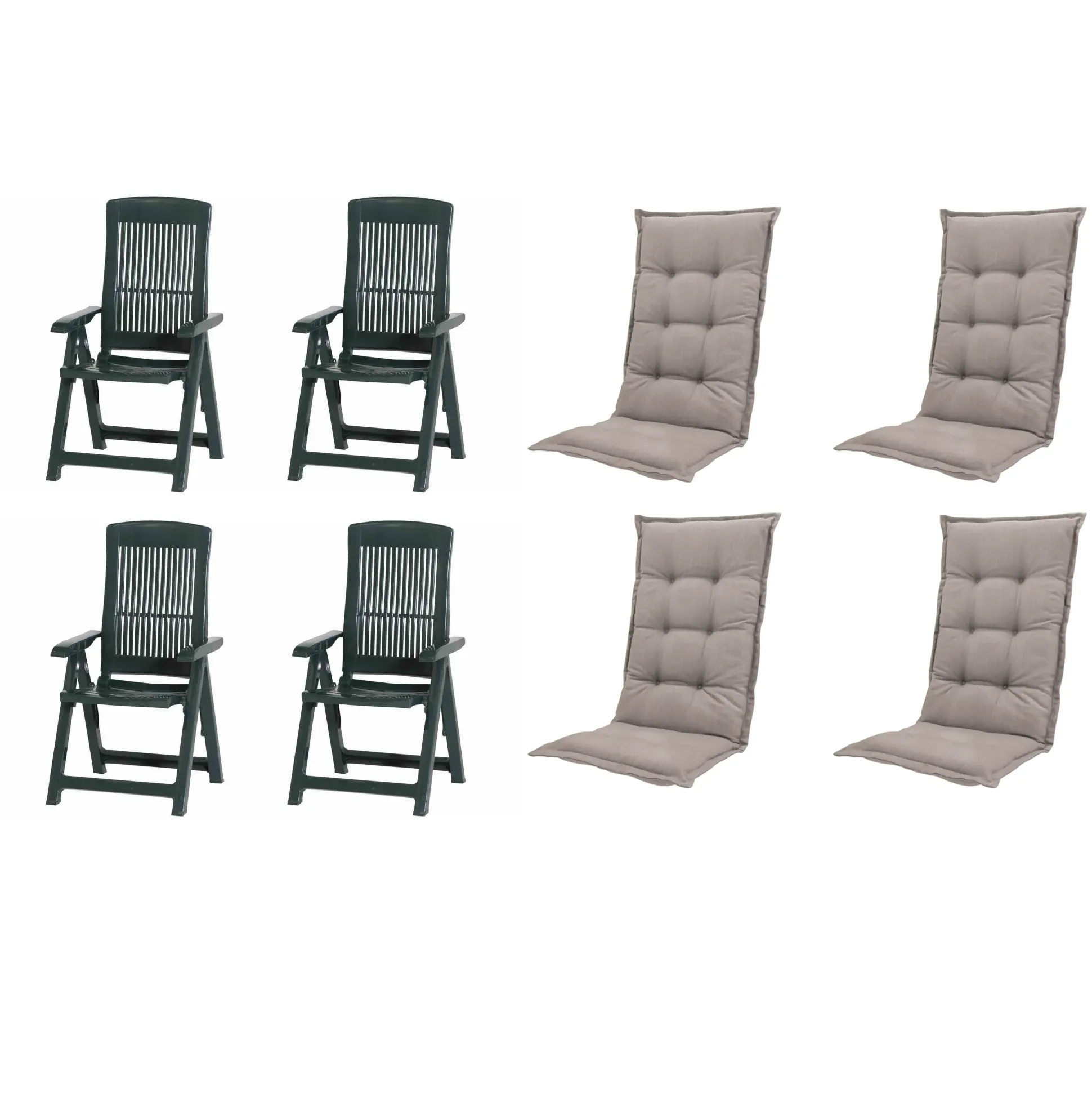 Progarden Gartenstuhl-Set Tampa mit Auflagen grün/taupe 8-tlg.