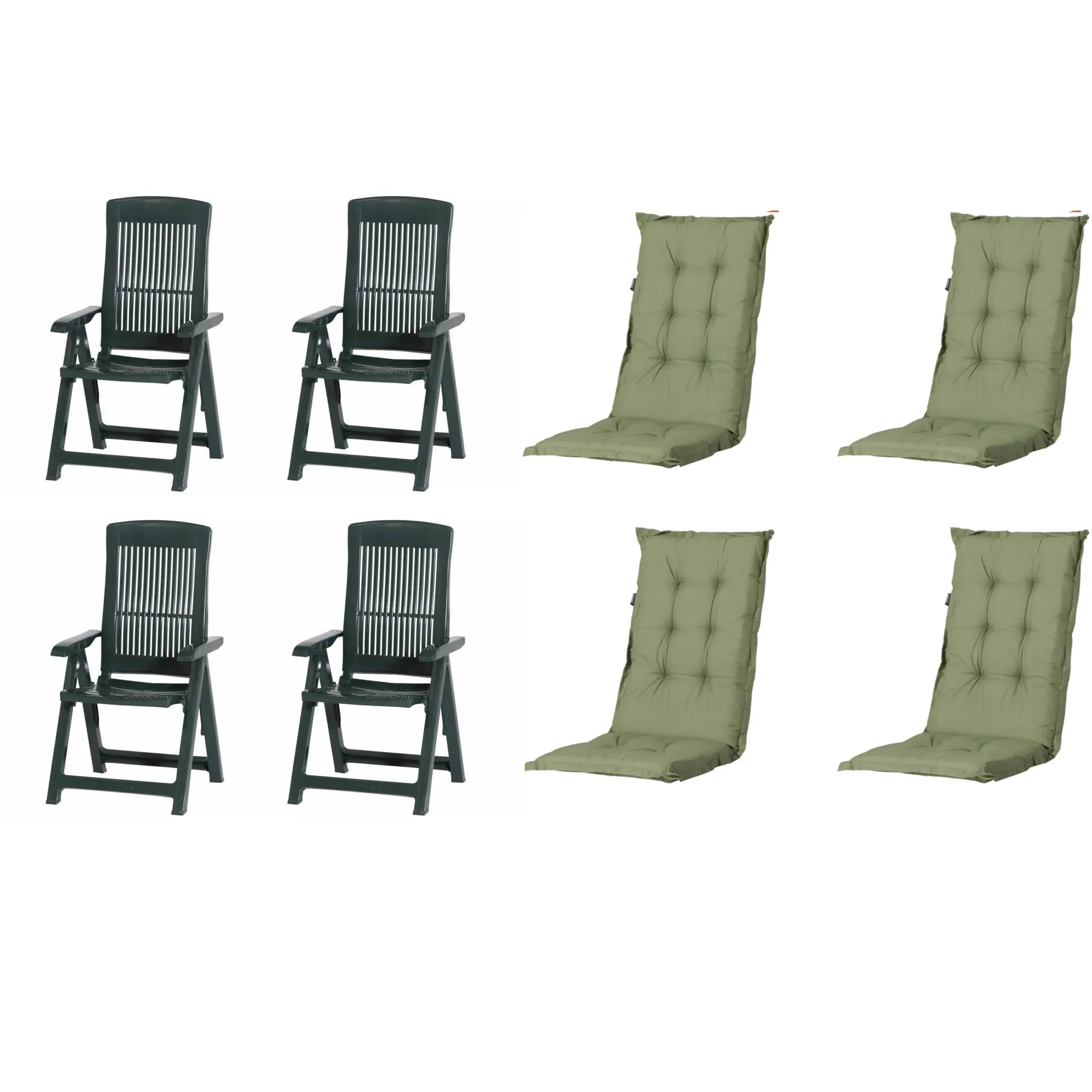 Progarden Gartenstuhl-Set Tampa mit Auflagen grün 8-tlg.