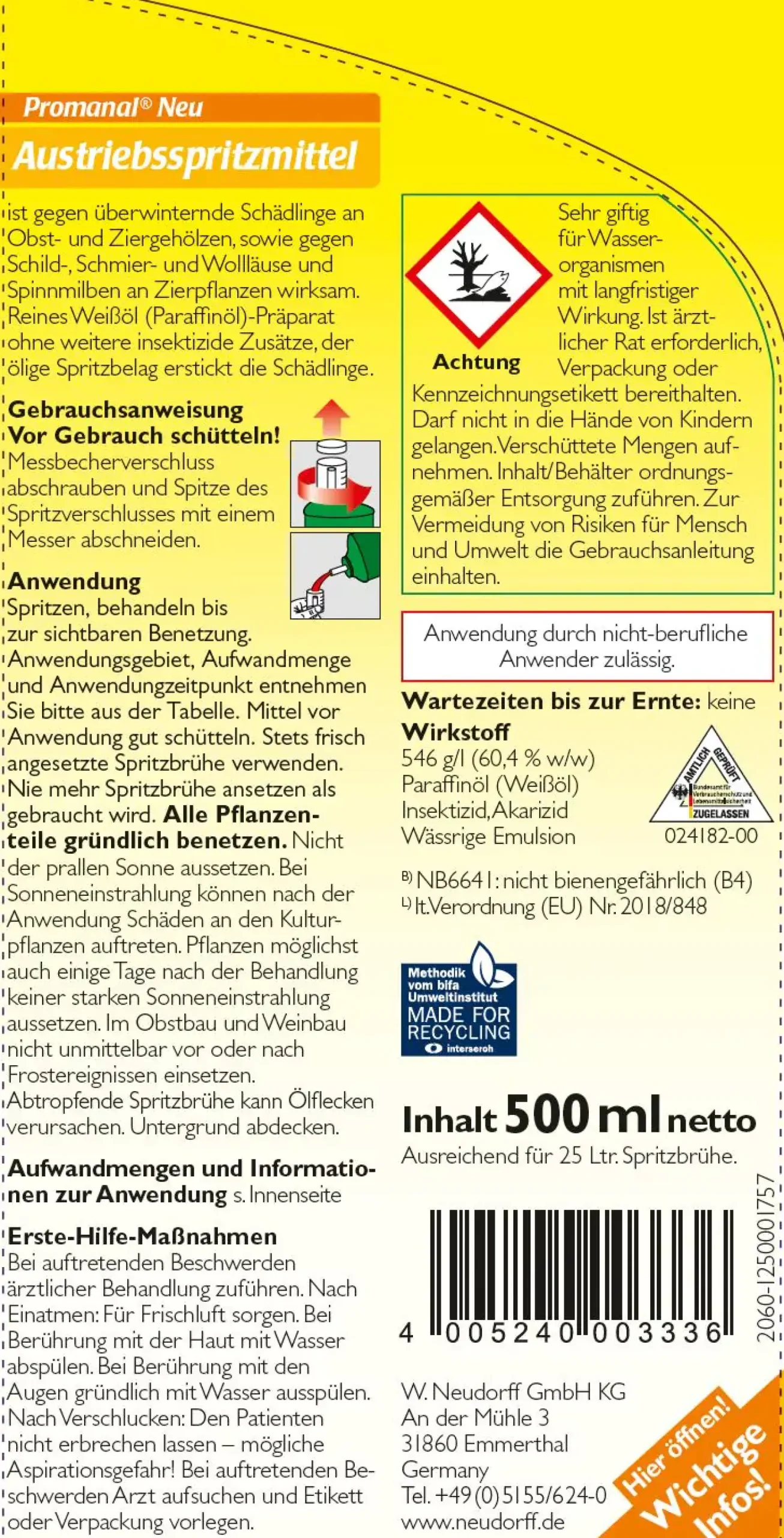 Promanal Neu Austriebsspritzmittel 500 ml