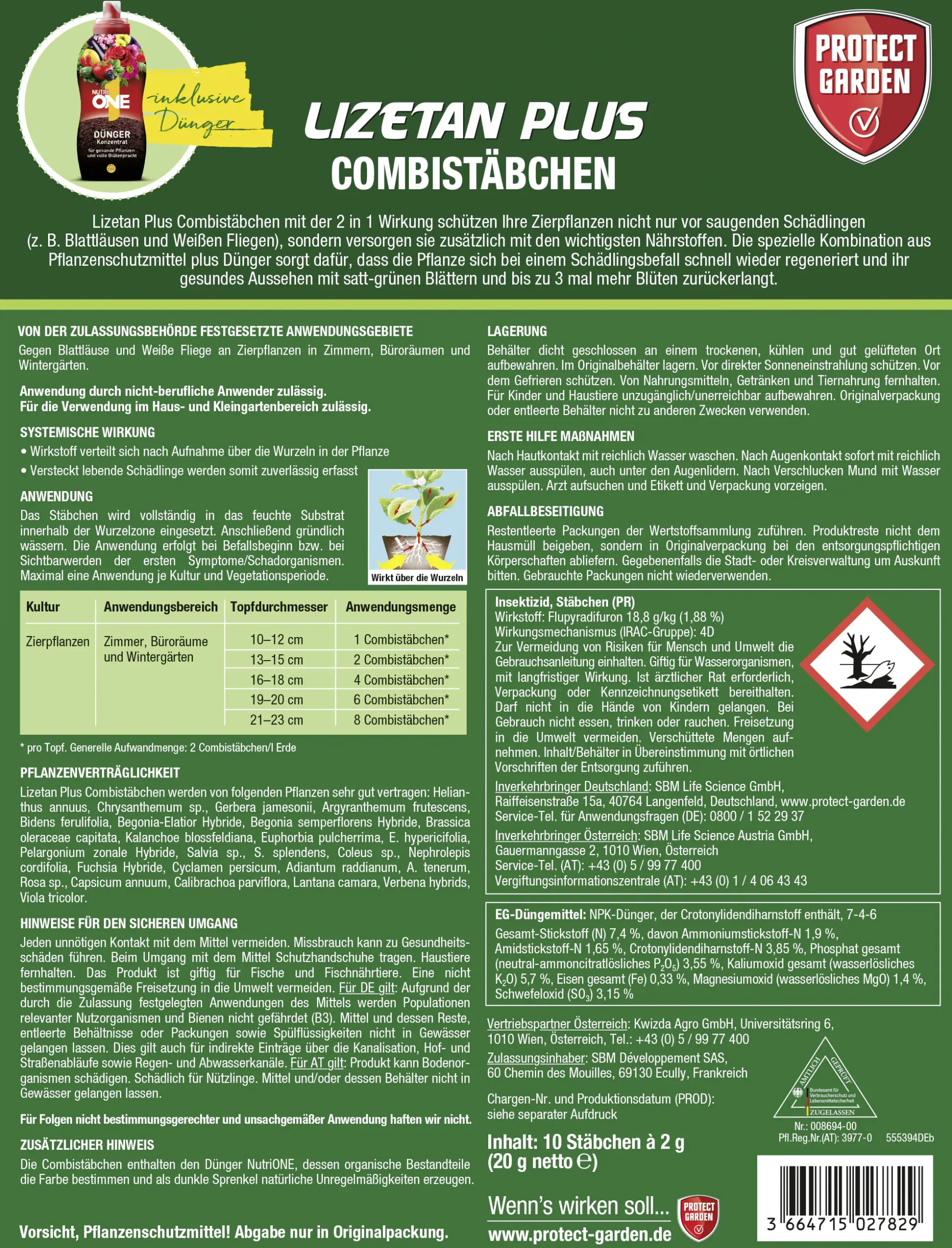 Protect Garden Lizetan Plus Combistäbchen 2 in 1 10 Stück