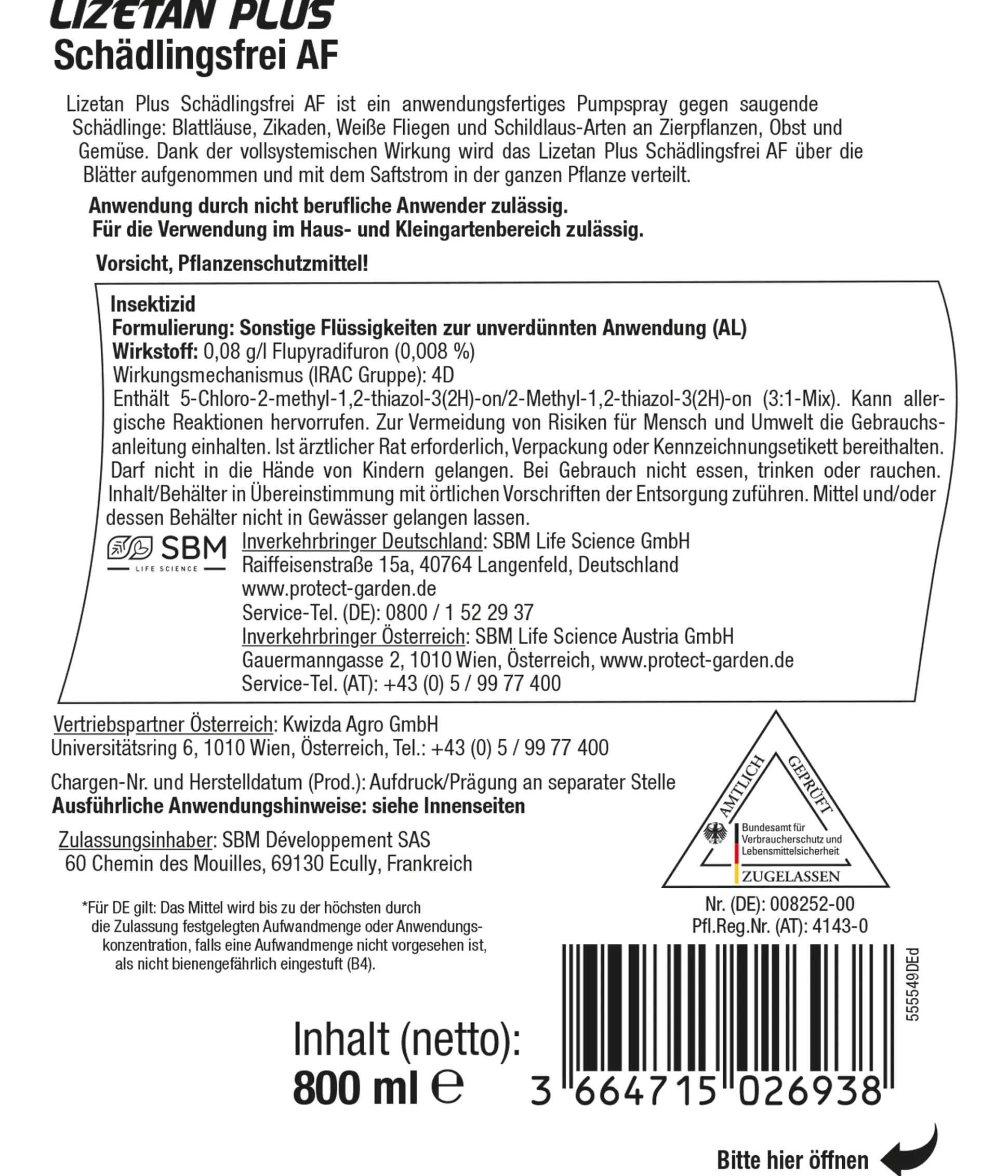 Protect Garden Lizetan Plus Schädlingsfrei AF 800 ml