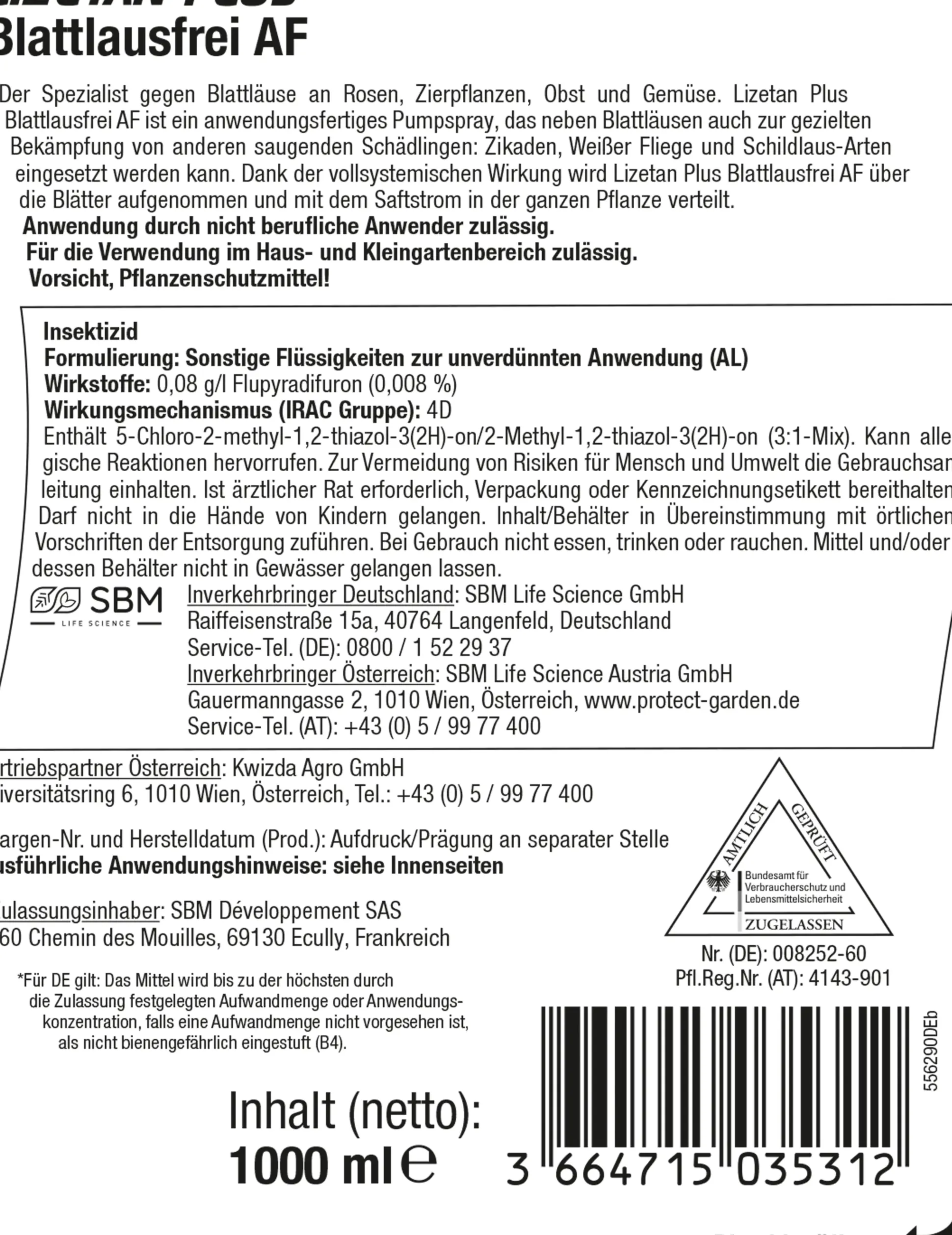 Protect Garden Lizetan Plus Blattlausfrei AF 1 l