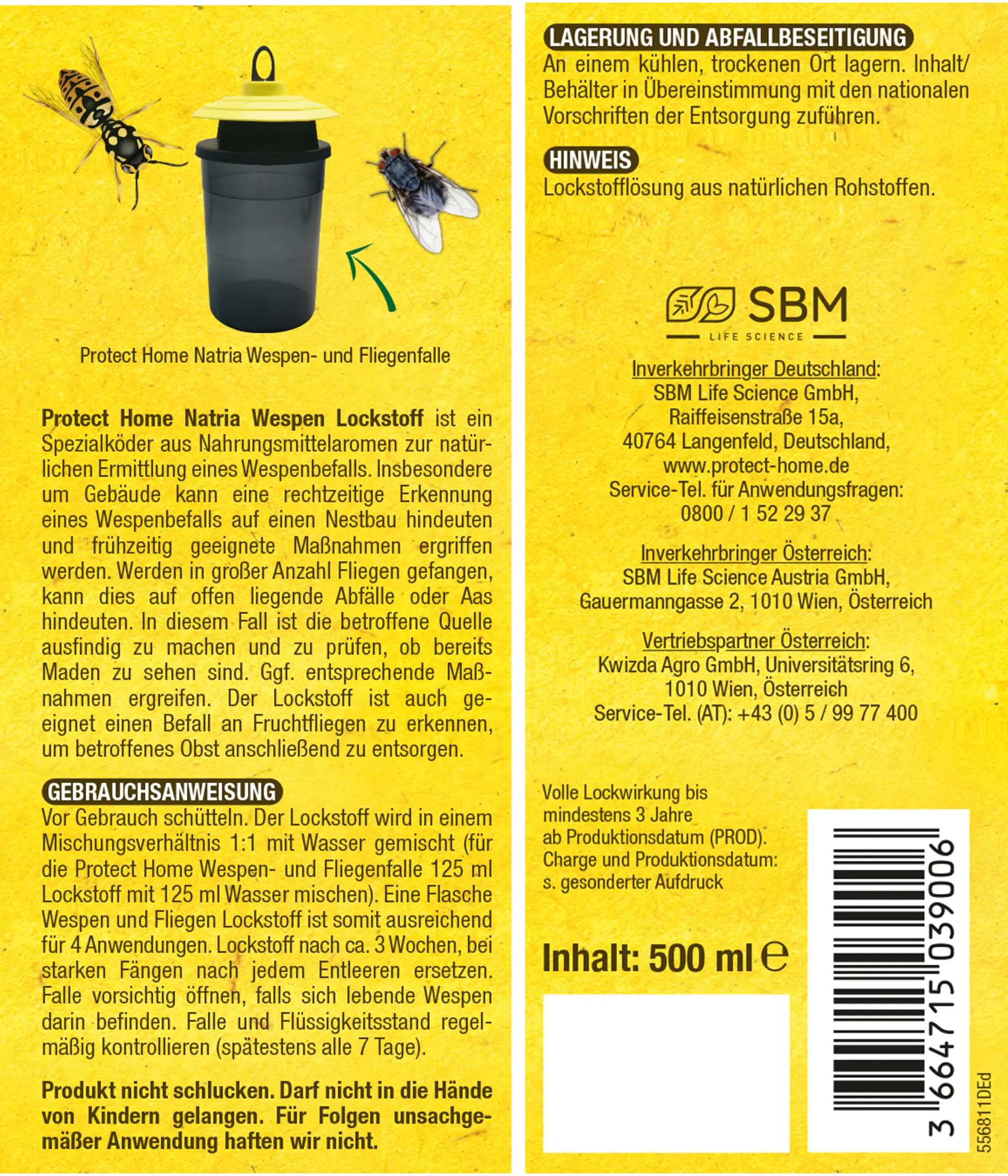 Protect Home Natria Wespen und Fliegen Lockstoff 500 ml