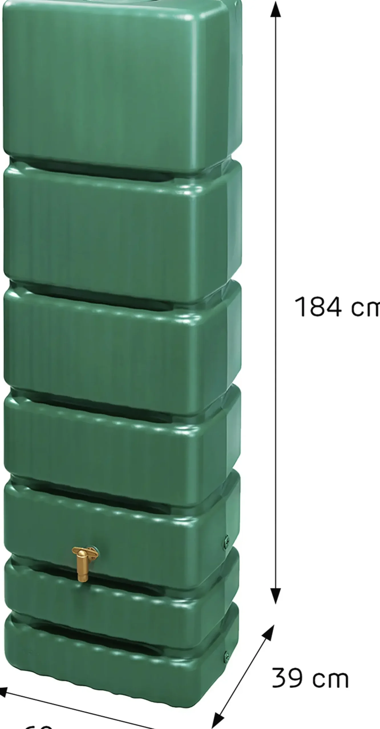4rain Regentonne-Set Slim inkl. Zubehör Wandtank 1400 L dunkelgrün 4 Stück