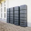4rain Regentonne-Set Slim Stone Decor inkl. Zubehör Wandtank 1400 L graphitgrau 4 Stück