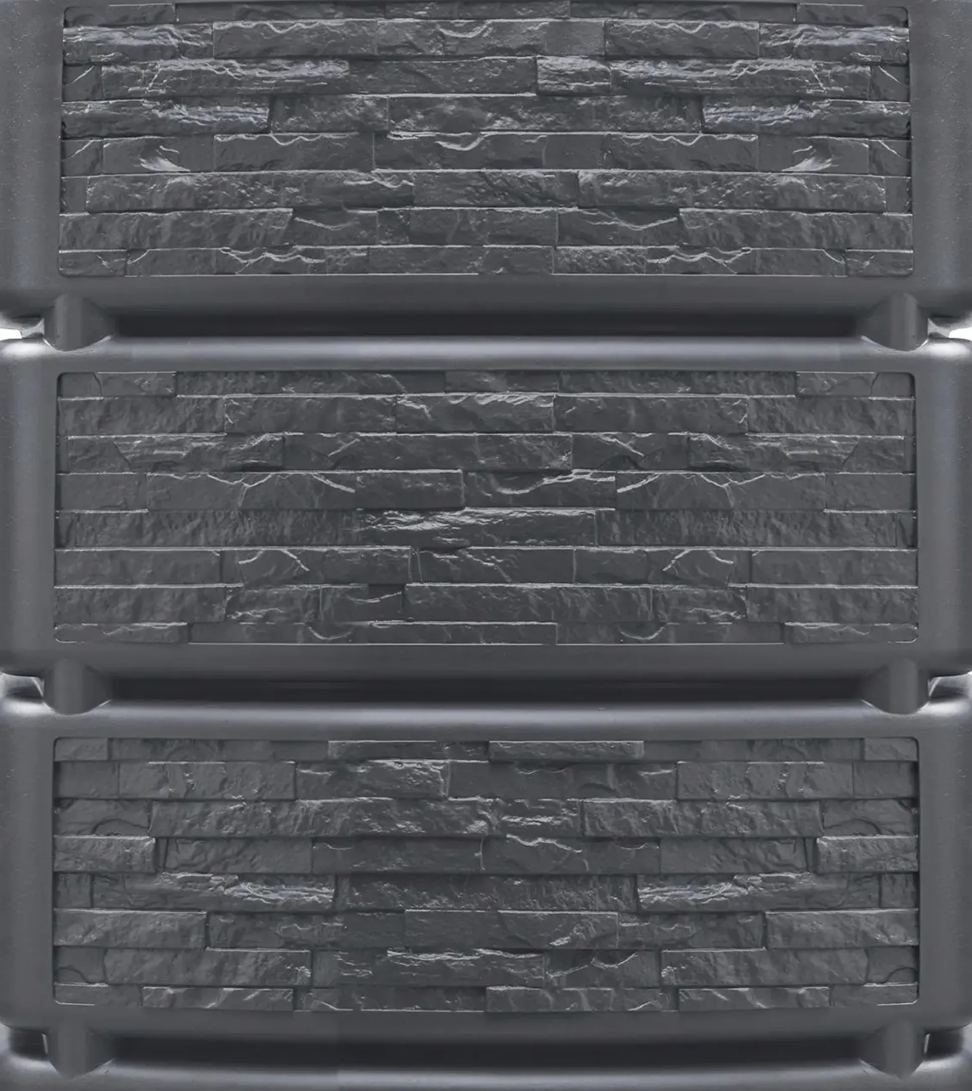 4rain Regentonne-Set Slim Stone Decor inkl. Zubehör Wandtank 1400 L graphitgrau 4 Stück