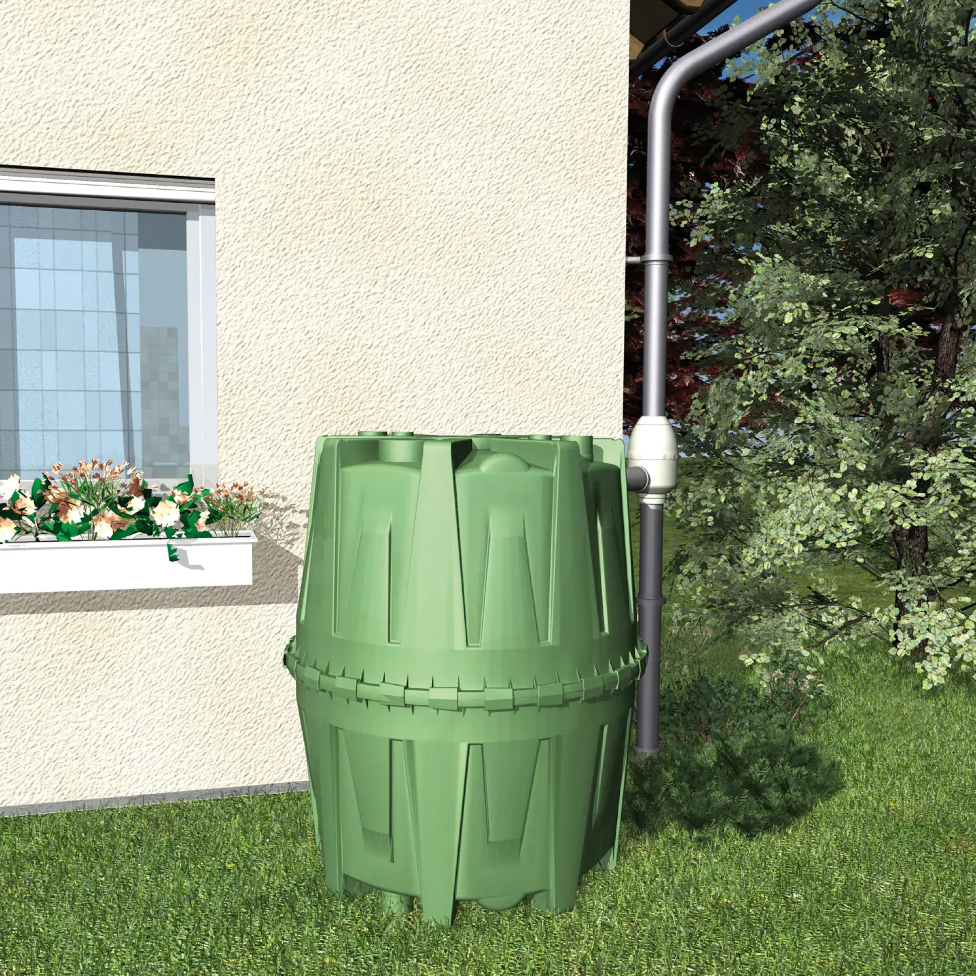 4rain Regenwasser Tank-Set Herkules 3.200 l, grün