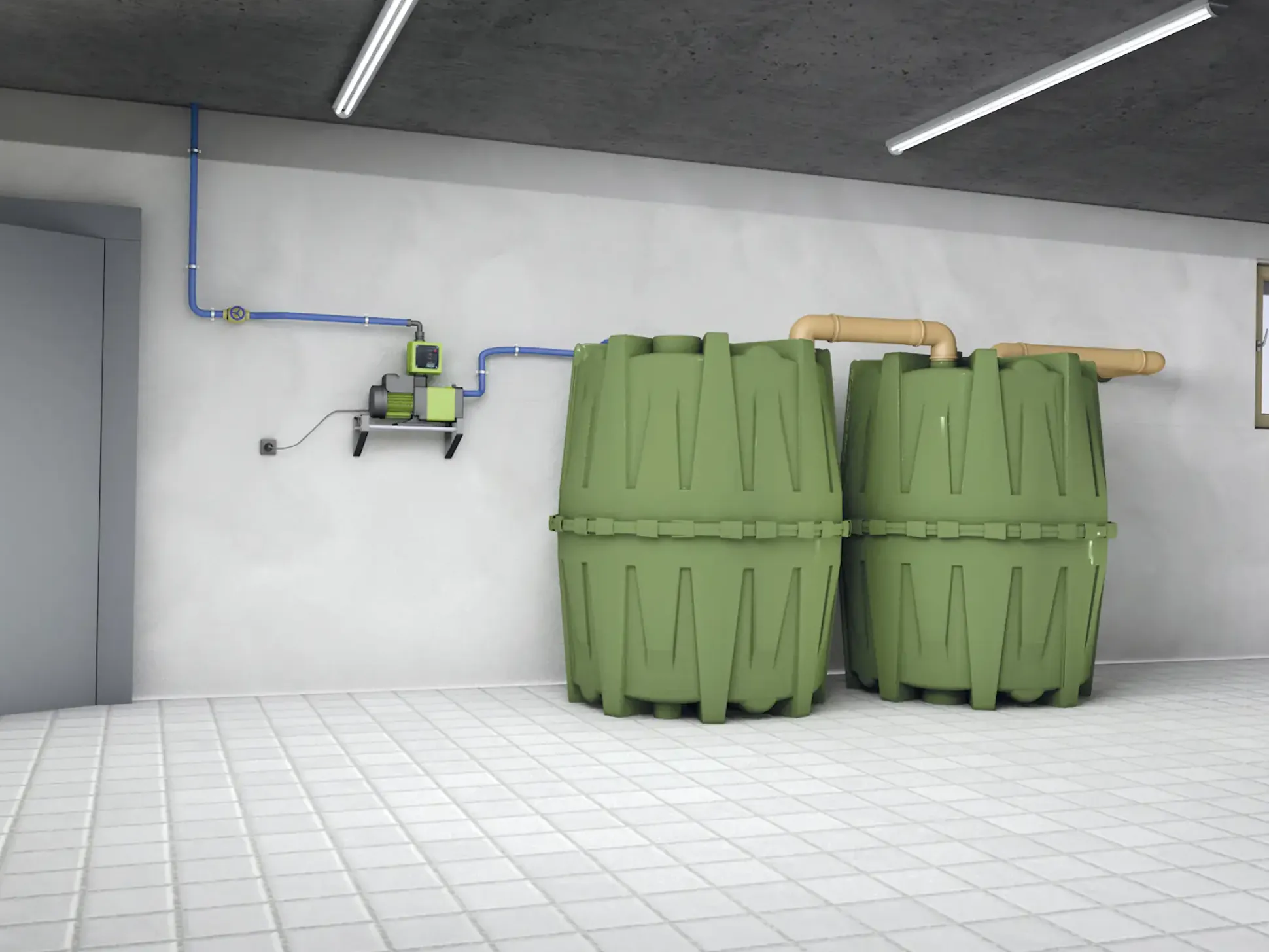 4rain Regenwasser Tank-Set Herkules 4.800 l, grün