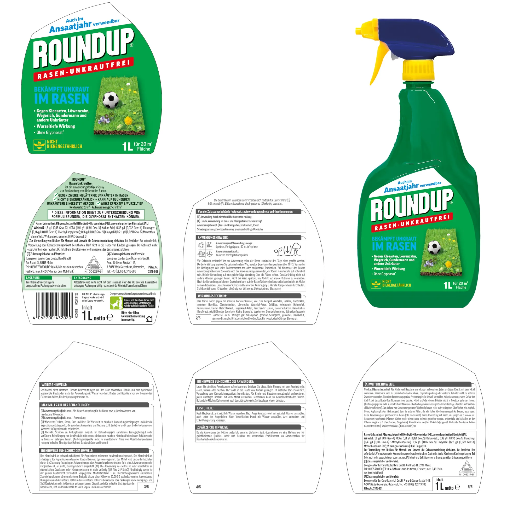 Roundup Rasen-Unkrautfrei AF 1 L im Ansaatjahr verwendbar