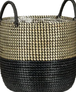 Scheurich Blumentopf Ø 39 cm Seegras nature black mit zwei Griffen