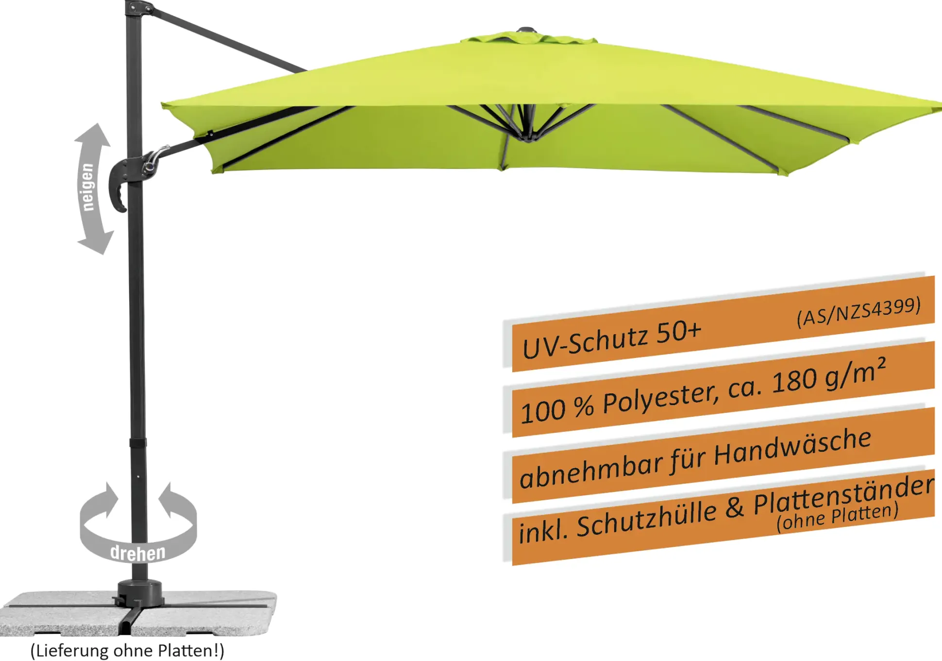 Schneider Ampelschirm Rhodos Junior apfelgrün 270 x 270 cm