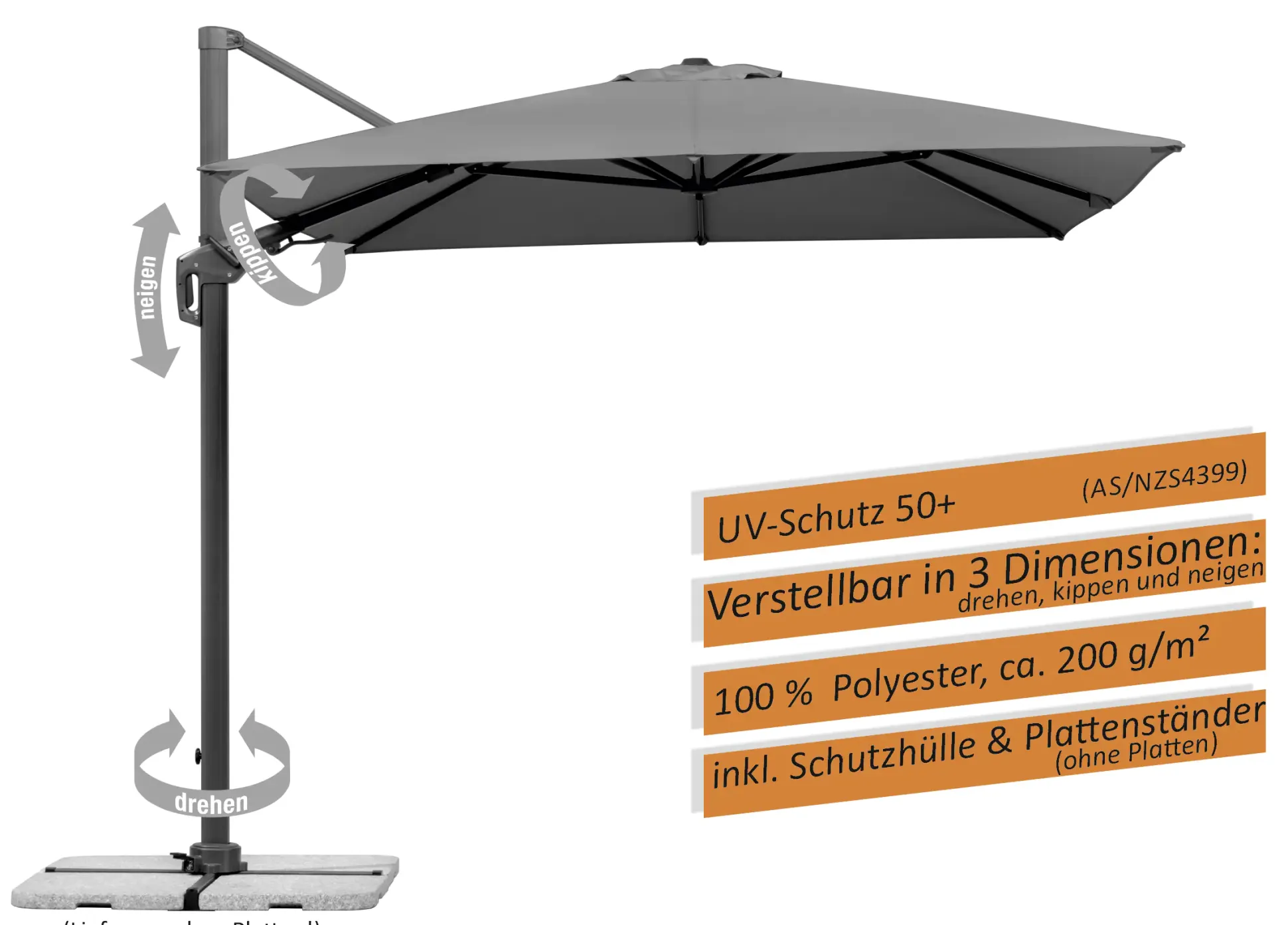 Schneider Ampelschirm Rhodos Twist anthrazit 350 x 260 cm