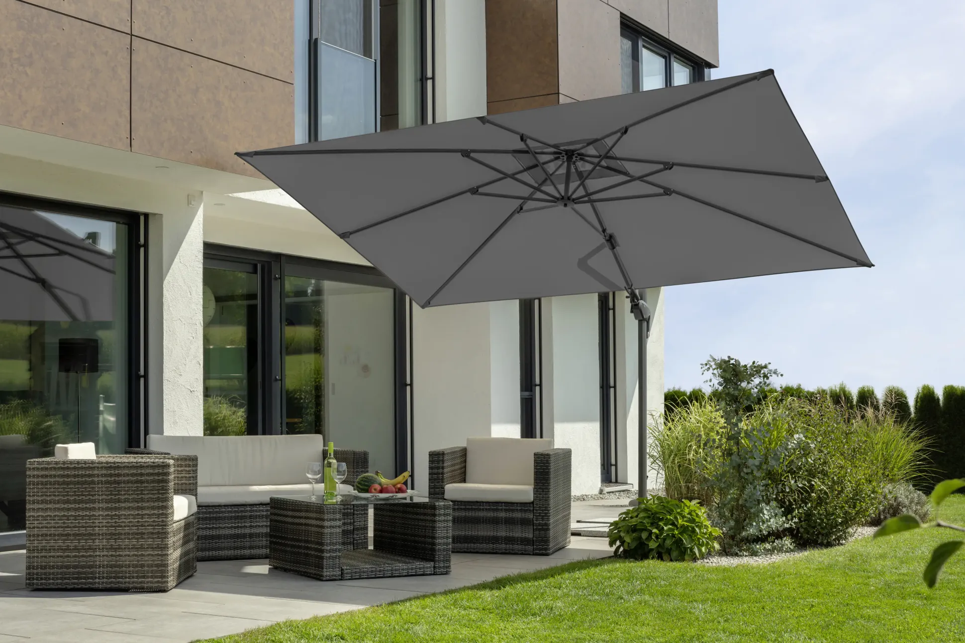 Schneider Ampelschirm Rhodos Twist anthrazit 350 x 260 cm