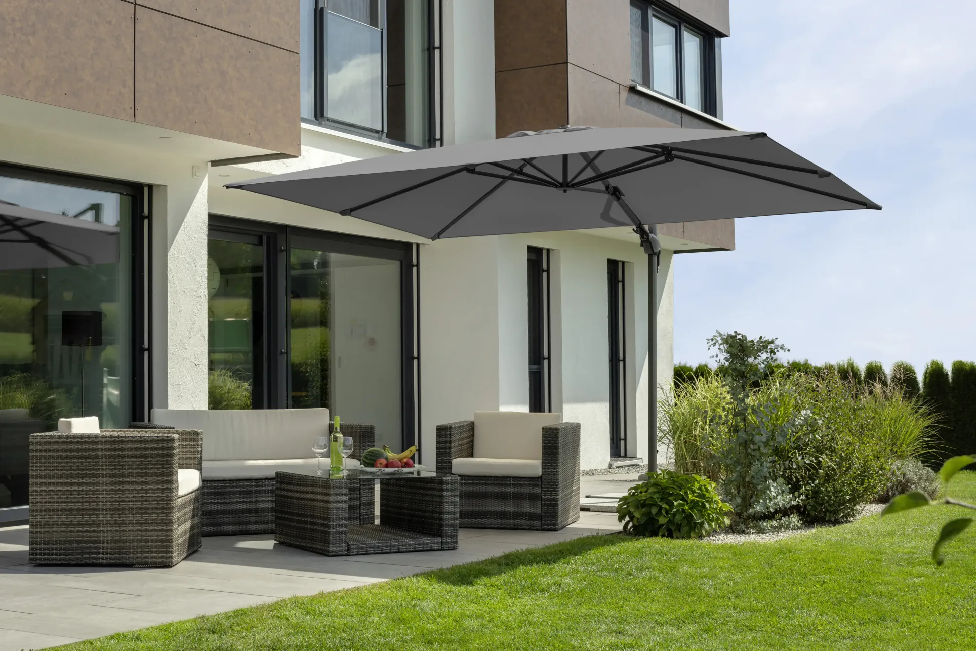 Schneider Ampelschirm Rhodos Twist anthrazit 350 x 260 cm