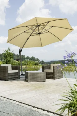 Schneider Ampelschirm Rhodos Rondo sand Ø 350 cm